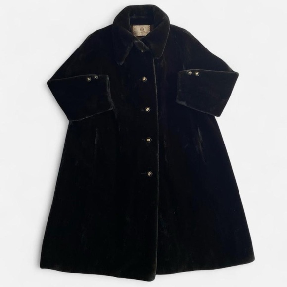 Vintage Jackets & Blazers - Vintage black brown faux fur coat